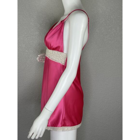 Y2K Victorias Secret Slipdress Cami Babydoll Mini Coquette Boho Hot Pink Size S - Picture 6 of 14